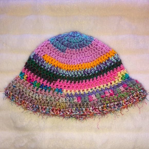Accessories - Handmade crochet scrappy rainbow bucket hat